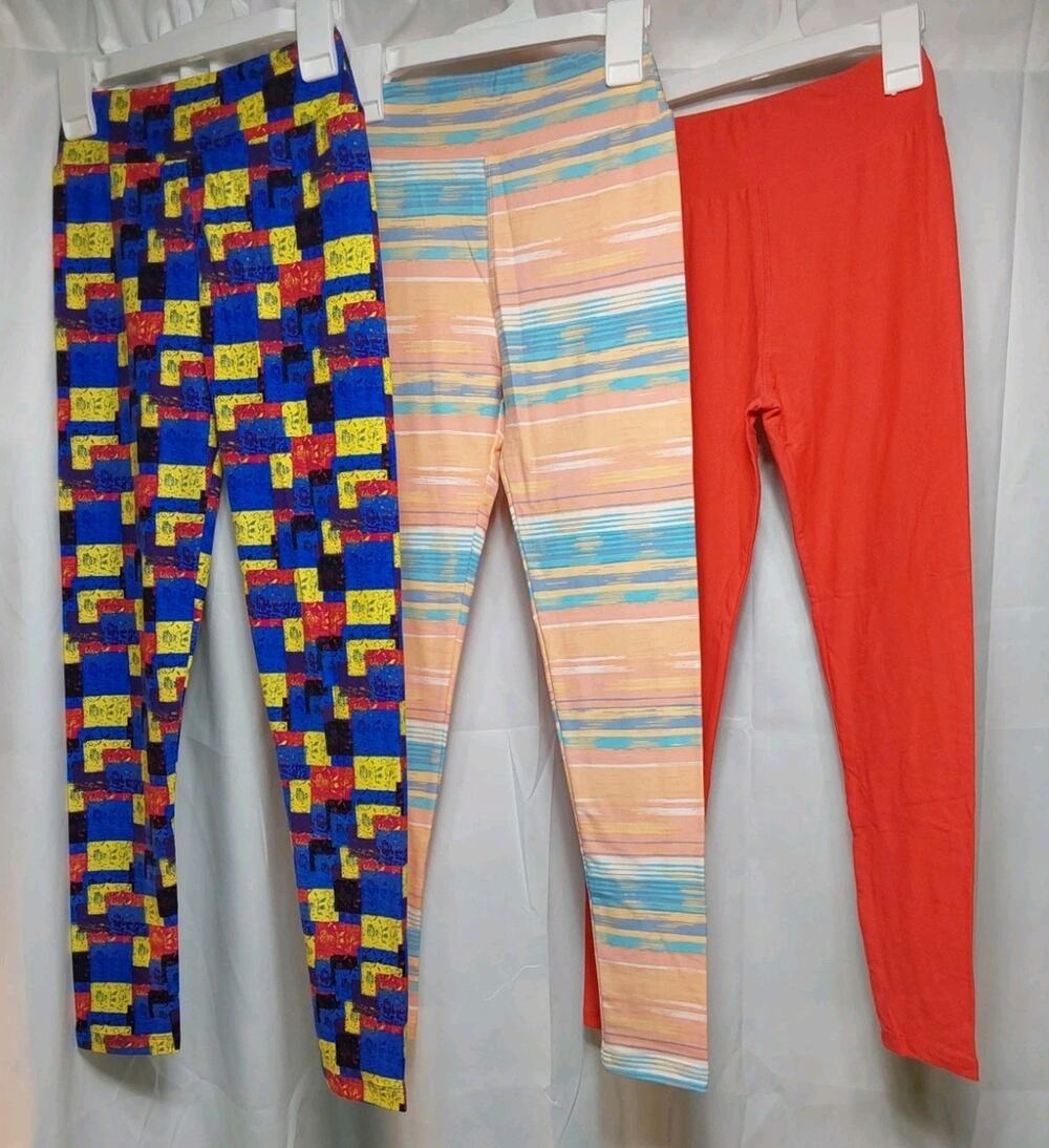 LuLaRoe Tween Multicolor High-Waist Ankle Leggings 3 Pack #K6